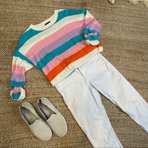 Colorful Striped Crew Neck Sweater